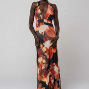 Camoni Polka Dot Maxi Dress – Cut-Out Back Bow