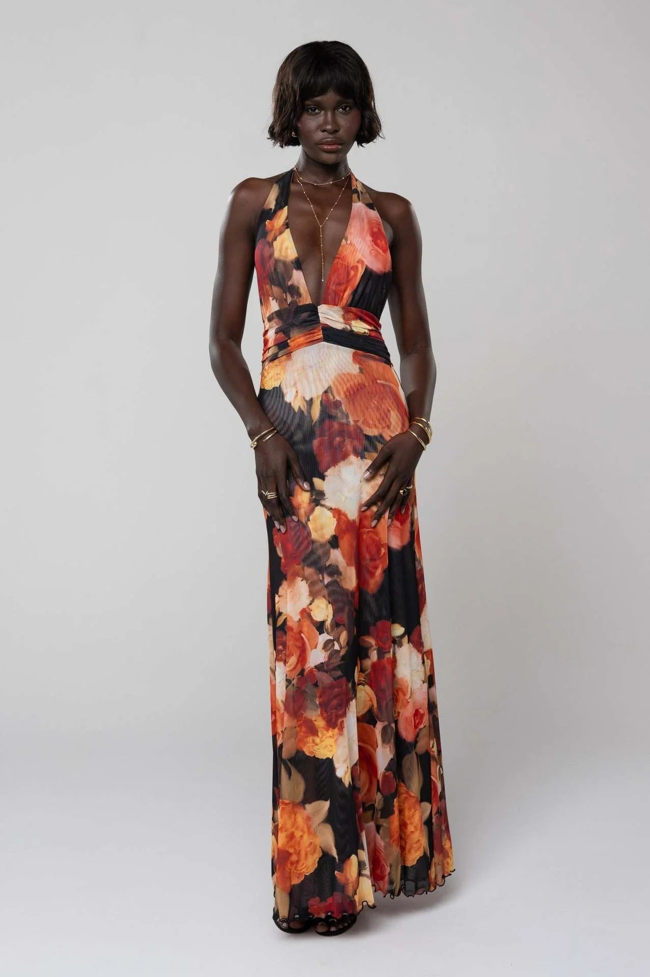 Camoni Polka Dot Maxi Dress – Cut-Out Back Bow