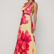 Camoni Polka Dot Maxi Dress – Cut-Out Back Bow