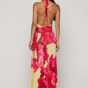 Camoni Polka Dot Maxi Dress – Cut-Out Back Bow
