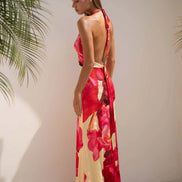 Camoni Polka Dot Maxi Dress – Cut-Out Back Bow