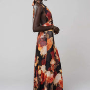 Camoni Polka Dot Maxi Dress – Cut-Out Back Bow