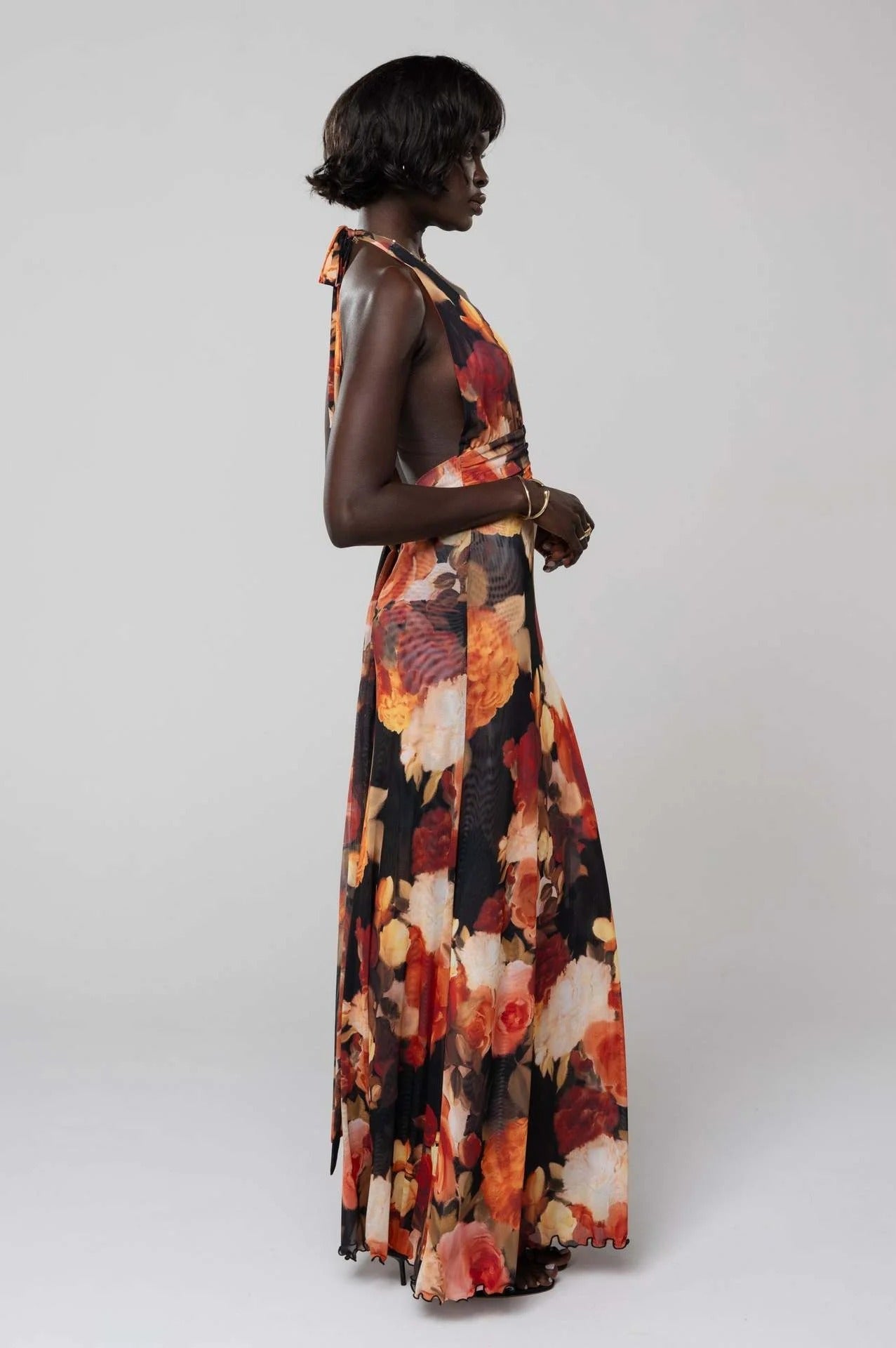 Camoni Polka Dot Maxi Dress – Cut-Out Back Bow