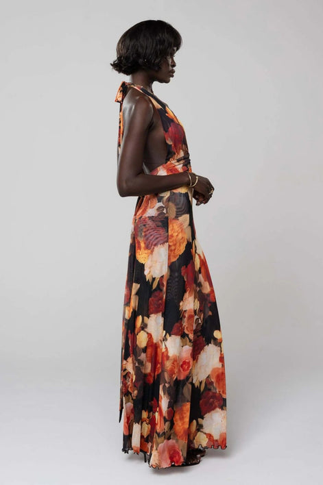 Camoni Polka Dot Maxi Dress – Cut-Out Back Bow