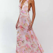 Camoni Polka Dot Maxi Dress – Cut-Out Back Bow