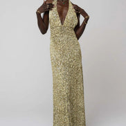 Camoni Polka Dot Maxi Dress – Cut-Out Back Bow