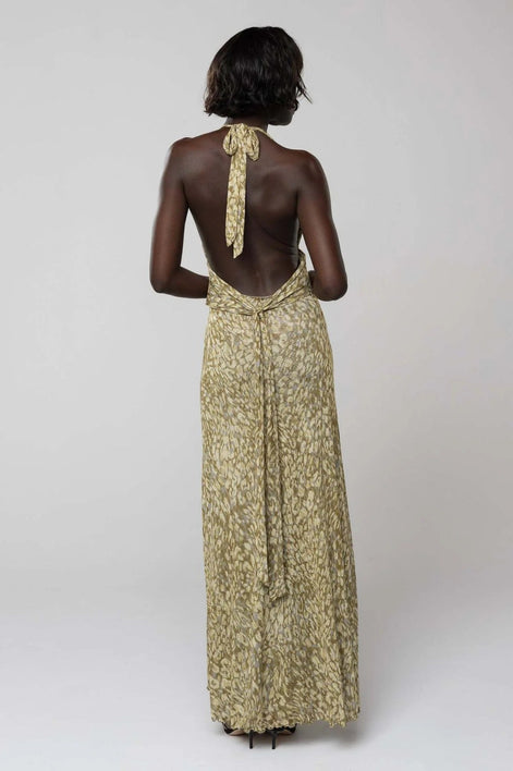 Camoni Polka Dot Maxi Dress – Cut-Out Back Bow