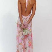 Camoni Polka Dot Maxi Dress – Cut-Out Back Bow