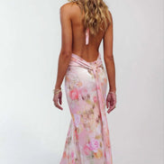 Camoni Polka Dot Maxi Dress – Cut-Out Back Bow