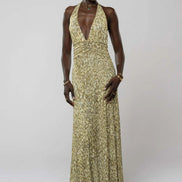 Camoni Polka Dot Maxi Dress – Cut-Out Back Bow