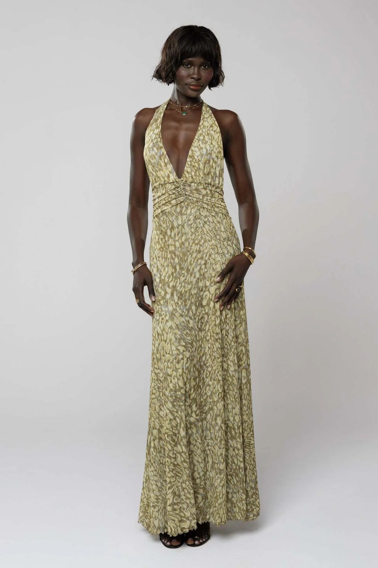 Camoni Polka Dot Maxi Dress – Cut-Out Back Bow