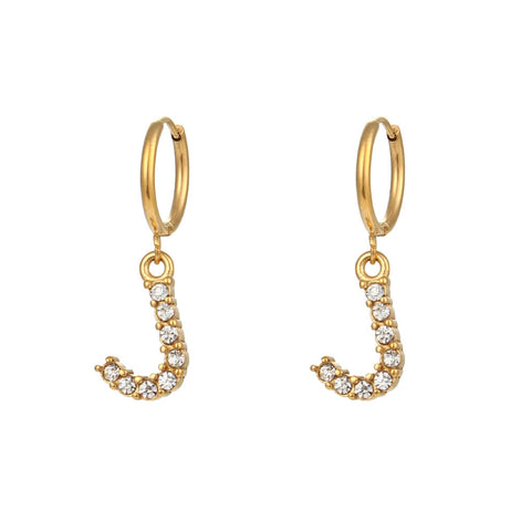 Crystal Letter Hoop Earrings