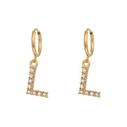 Crystal Letter Hoop Earrings