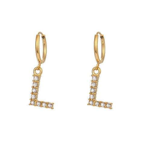 Crystal Letter Hoop Earrings