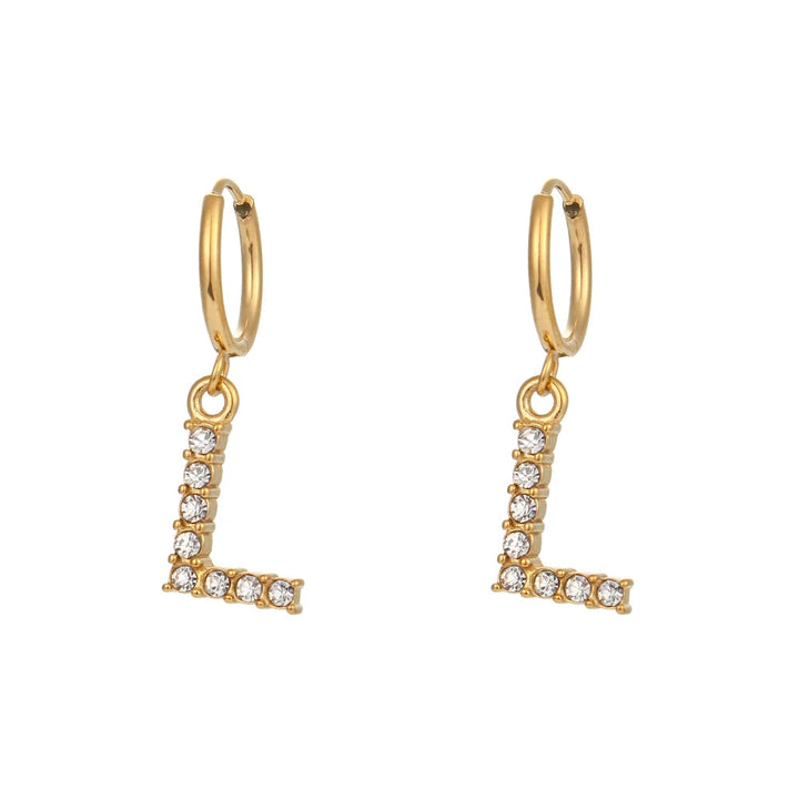 Crystal Letter Hoop Earrings