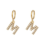 Crystal Letter Hoop Earrings