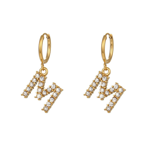 Crystal Letter Hoop Earrings