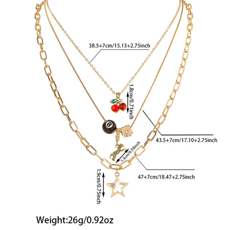 3 PCS Cherry Leopard 8 Ball Necklace
