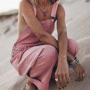 Pink Overalls – Wide Leg Distressed Denim Overalls