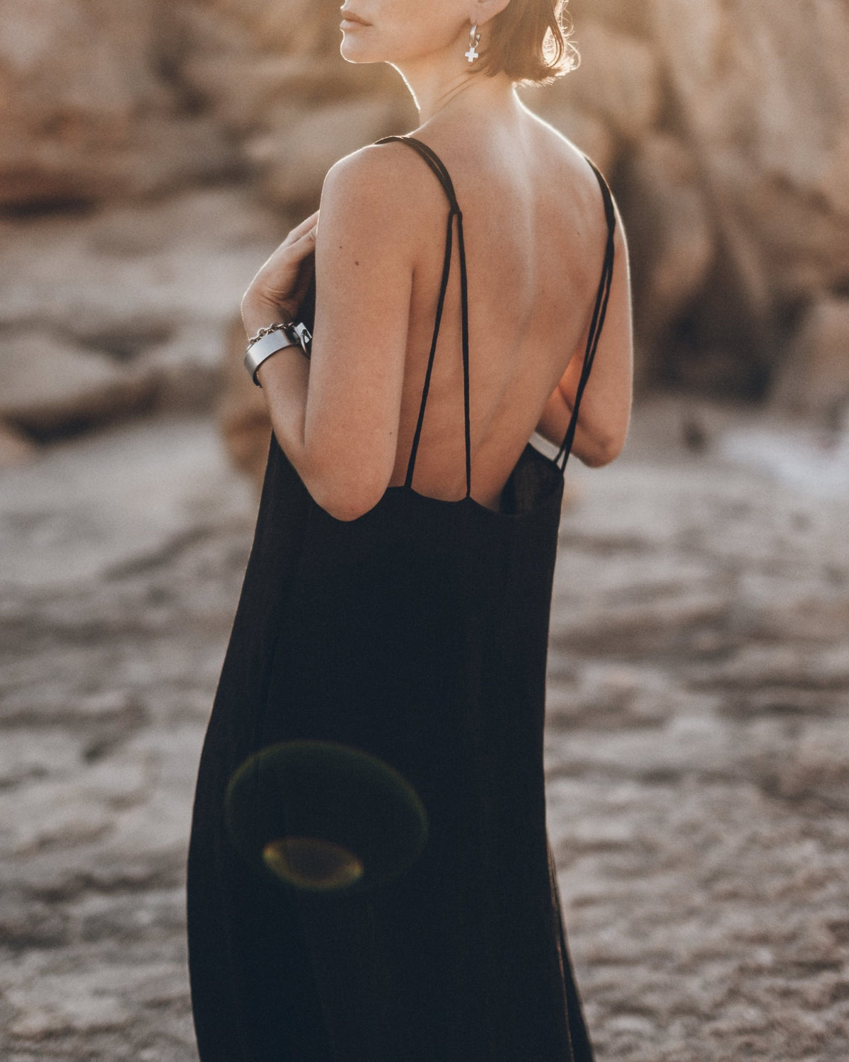 Black Maxi Dress – Slip Dress with V-Neck & Low Back