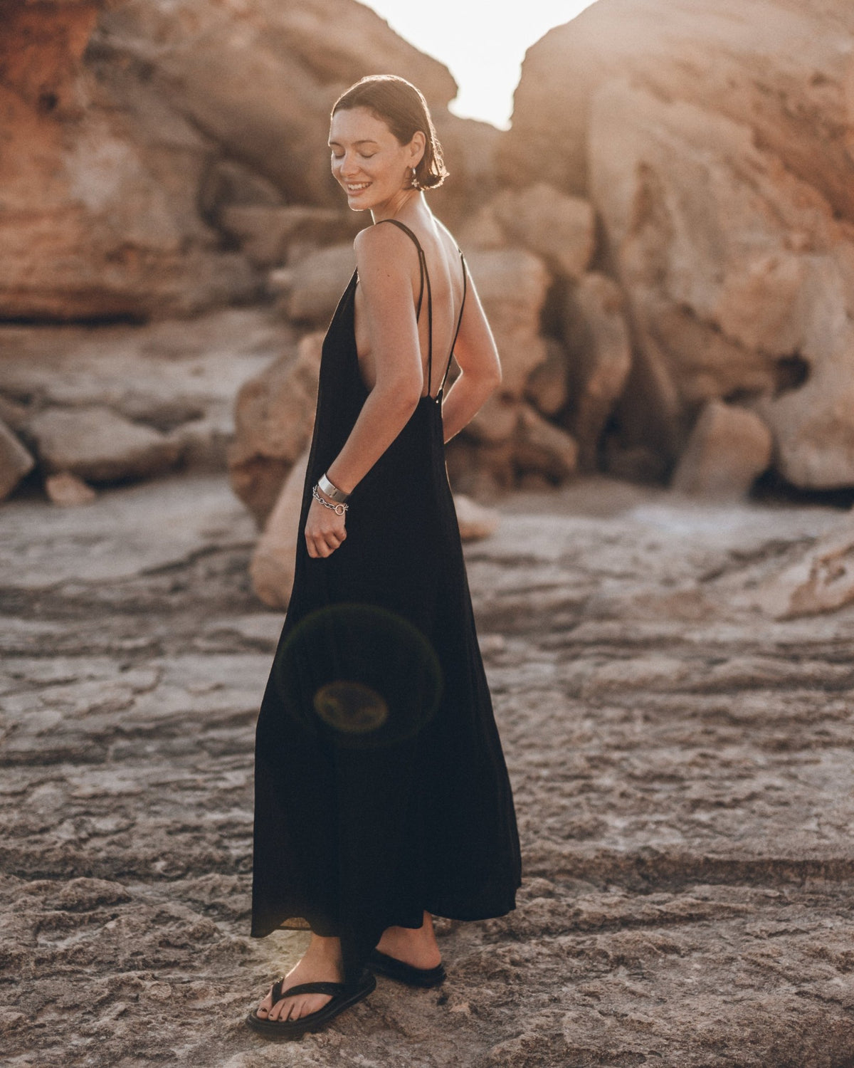 Black Maxi Dress – Slip Dress with V-Neck & Low Back