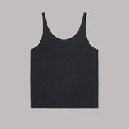 Dark tank top with low back detail, front view