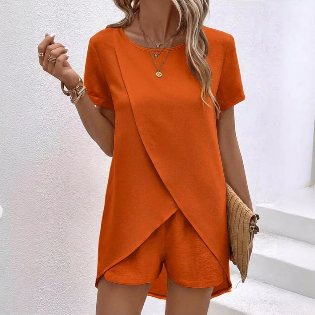 Amalia Summer Co-ord Set – Wrap Top & Shorts
