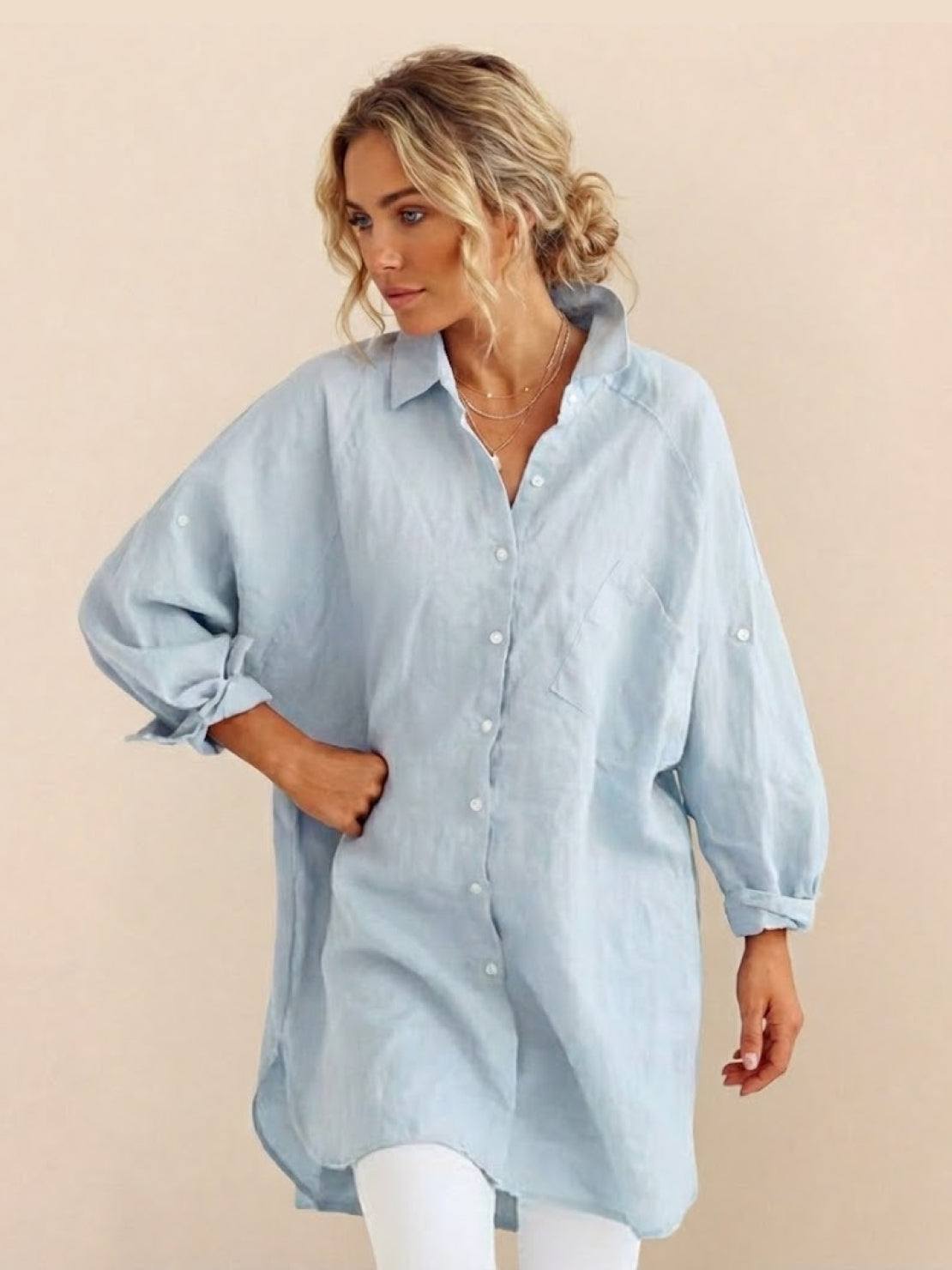 Oversized 100% Cotton Linen Shirt