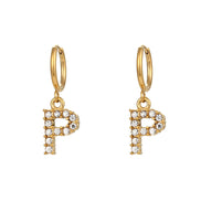 Crystal Letter Hoop Earrings
