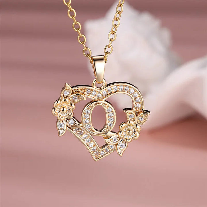 A-Z Flower Heart Necklace