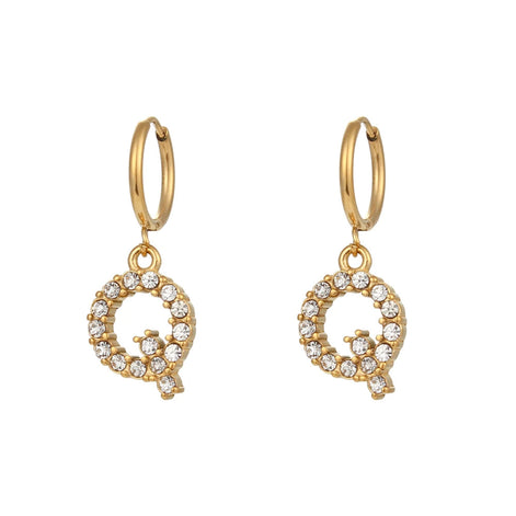 Crystal Letter Hoop Earrings