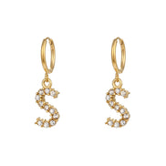 Crystal Letter Hoop Earrings