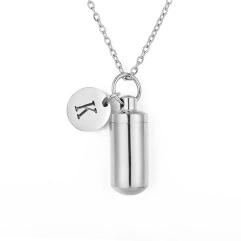 Cremation Urn Initial Charm Necklace