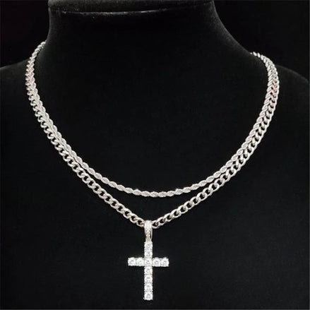 Double Row Cross Necklace
