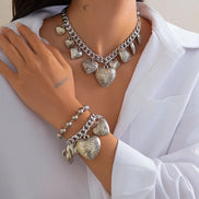 2 PCS Exaggerated Heart Necklace & Bracelet Set