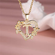 A-Z Flower Heart Necklace