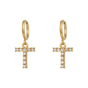 Crystal Letter Hoop Earrings