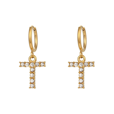Crystal Letter Hoop Earrings