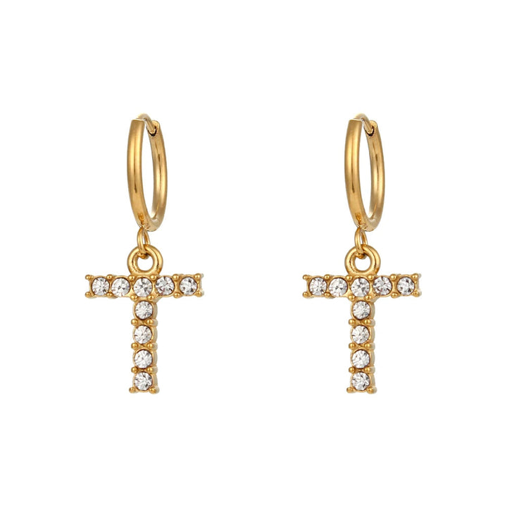 Crystal Letter Hoop Earrings