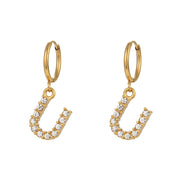 Crystal Letter Hoop Earrings