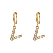 Crystal Letter Hoop Earrings