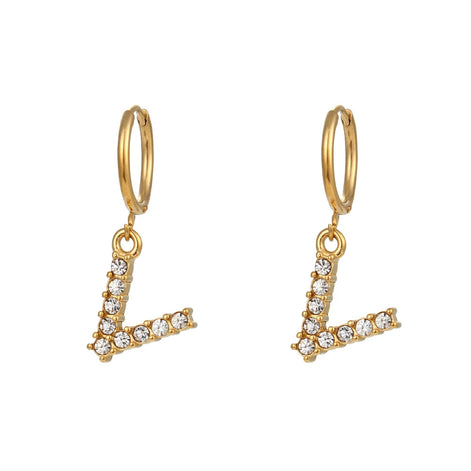 Crystal Letter Hoop Earrings