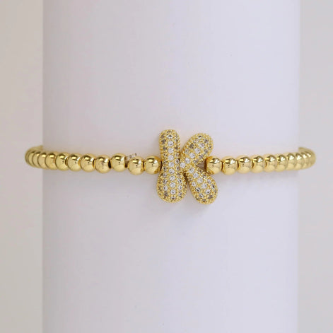 Beaded Bubble Initial Bracelet
