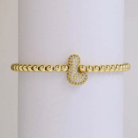 Beaded Bubble Initial Bracelet