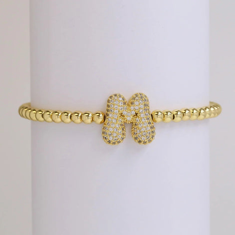 Beaded Bubble Initial Bracelet