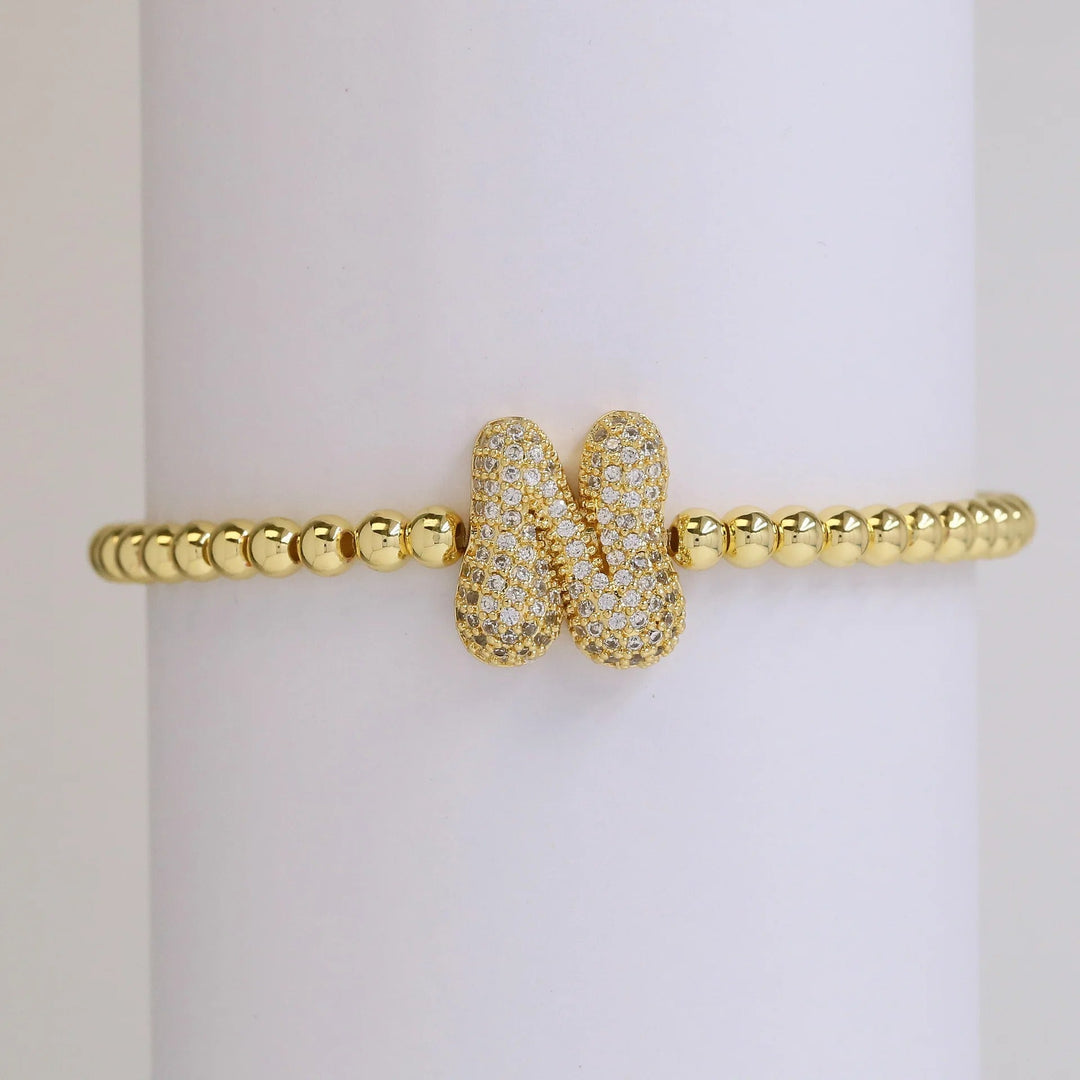 Beaded Bubble Initial Bracelet