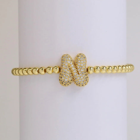 Beaded Bubble Initial Bracelet