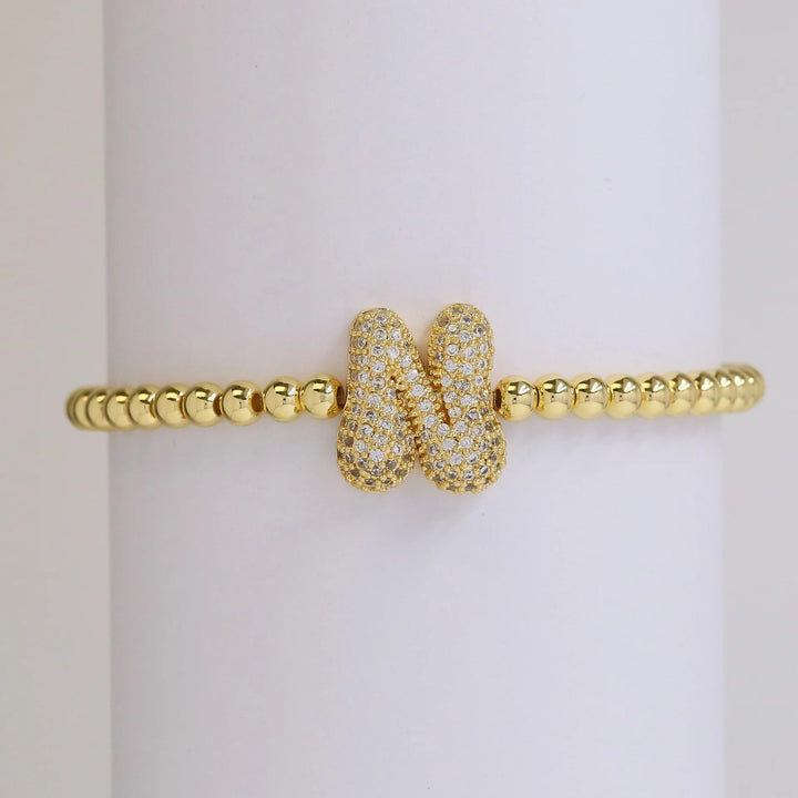 Beaded Bubble Initial Bracelet