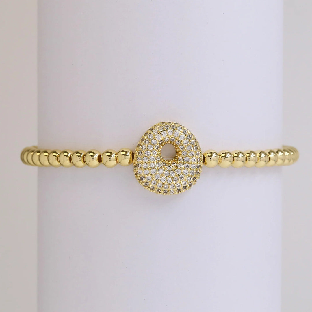 Beaded Bubble Initial Bracelet
