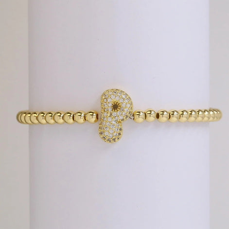 Beaded Bubble Initial Bracelet